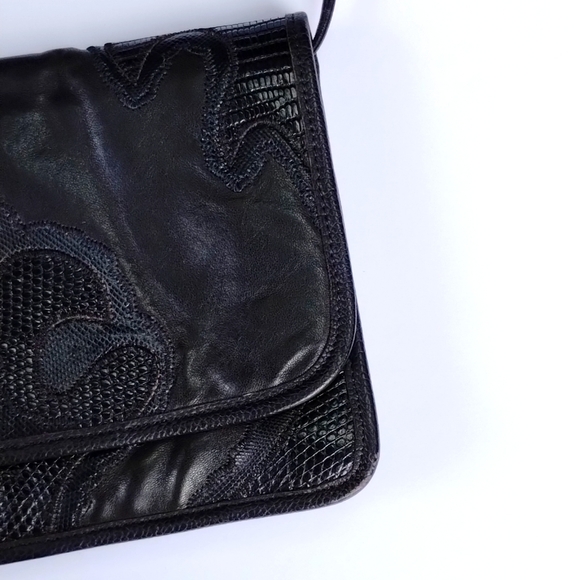 Carlos Falchi Authentic Vintage black leather convertible clutch purse - Picture 4 of 10